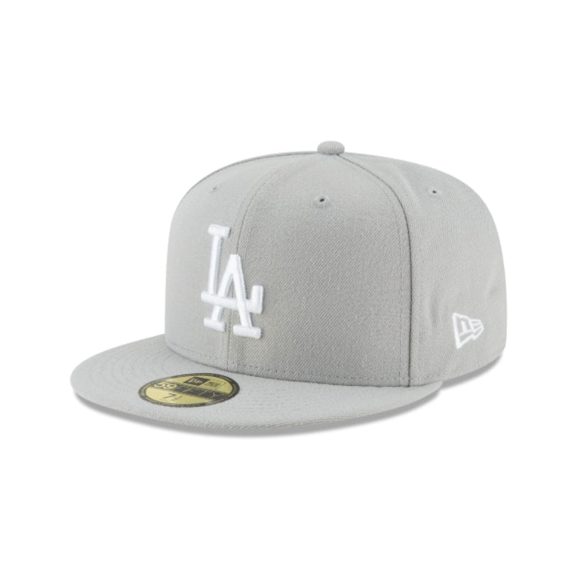Los Angeles Dodgers MLB League Essential 59FIFTY Fitted New Era Gray/White Official Team Hat Sports Fan Cap