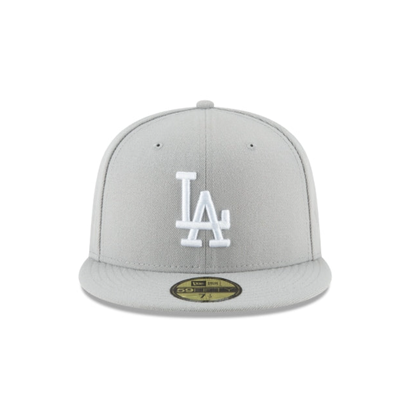 Los Angeles Dodgers MLB League Essential 59FIFTY Fitted New Era Gray/White Official Team Hat Sports Fan Cap