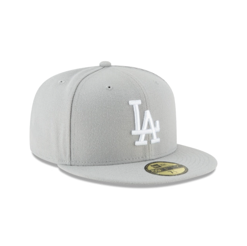 Los Angeles Dodgers MLB League Essential 59FIFTY Fitted New Era Gray/White Official Team Hat Sports Fan Cap