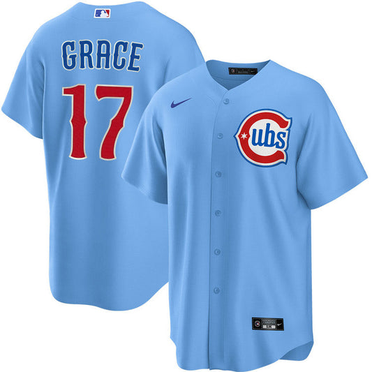 NIKE Men's Chicago Cubs Mark Grace #17 Light Blue 2nd Alternate Replica Jersey Official Team Jersey Sports Fan Apparel