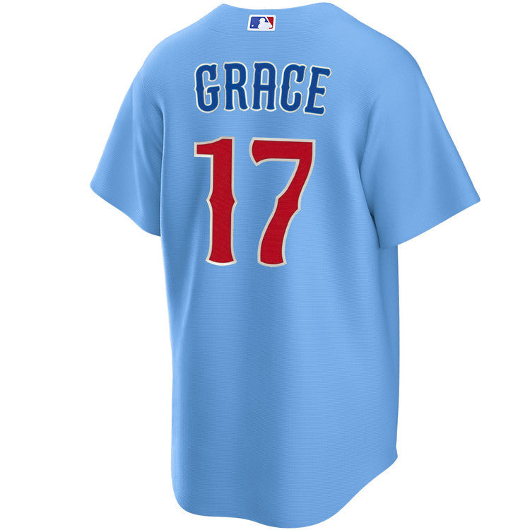 NIKE Men's Chicago Cubs Mark Grace #17 Light Blue 2nd Alternate Replica Jersey Official Team Jersey Sports Fan Apparel
