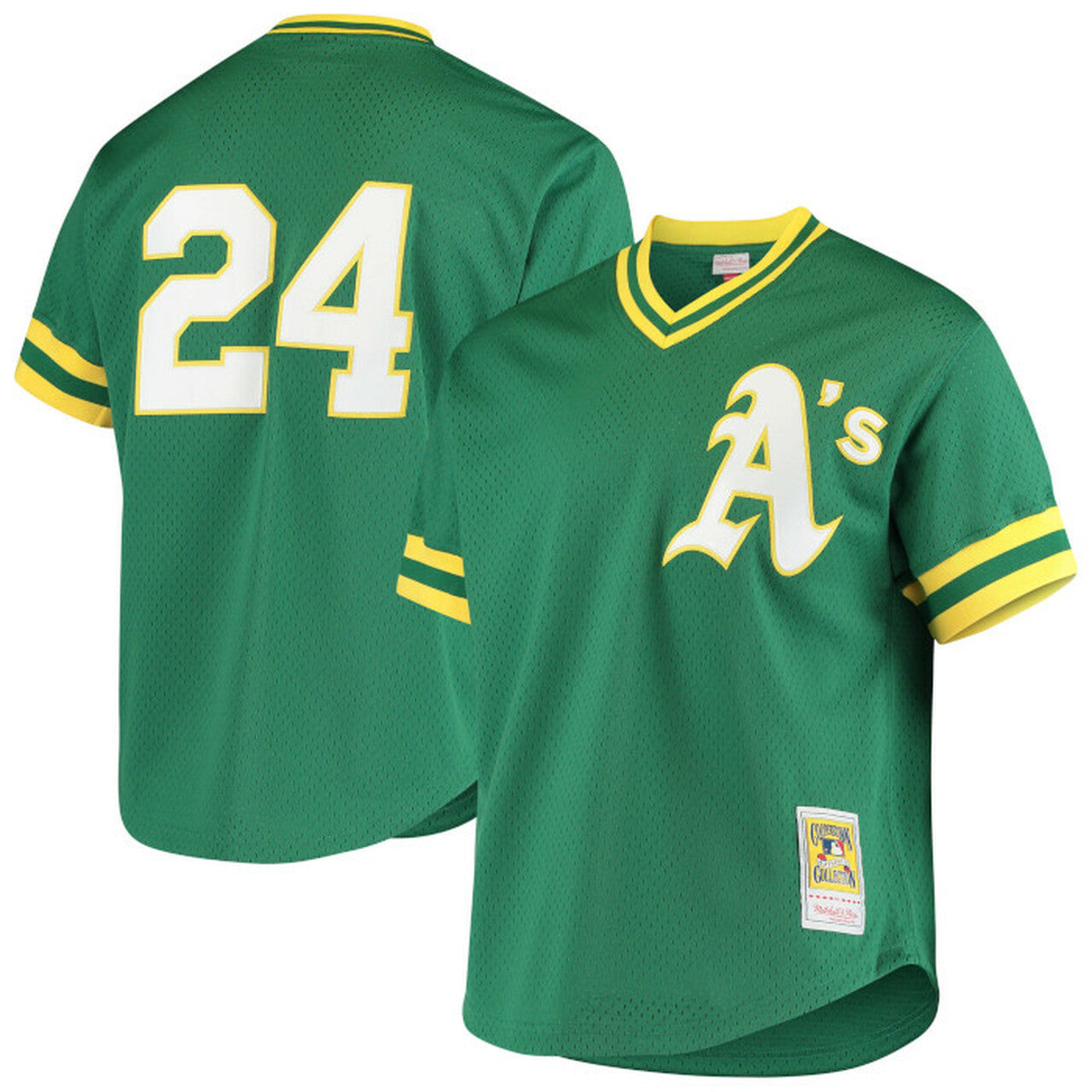 Men's Oakland Athletics Rickey Henderson 1991 Mitchell & Ness Green Cooperstown 1987 Mesh Batting Practice Jersey Official Team Jersey Sports Fan Apparel