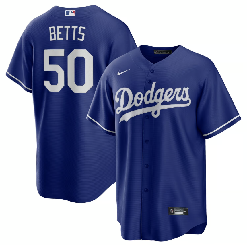 Mookie Betts Los Angeles Dodgers MLB Road Replica Jersey Nike Official Team Jersey Sports Fan Apparel