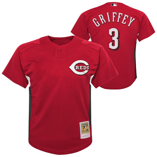 Youth Cincinnati Reds Ken Griffey Jr. Mitchell & Ness Red 2007 Cooperstown Collection Batting Practice Jersey Official Team Jersey Sports Fan Apparel