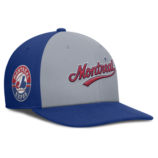 Montreal Expos Nike Gray/Royal Dri-Fit Pro Snapback Hat Official Team Hat Sports Fan Cap