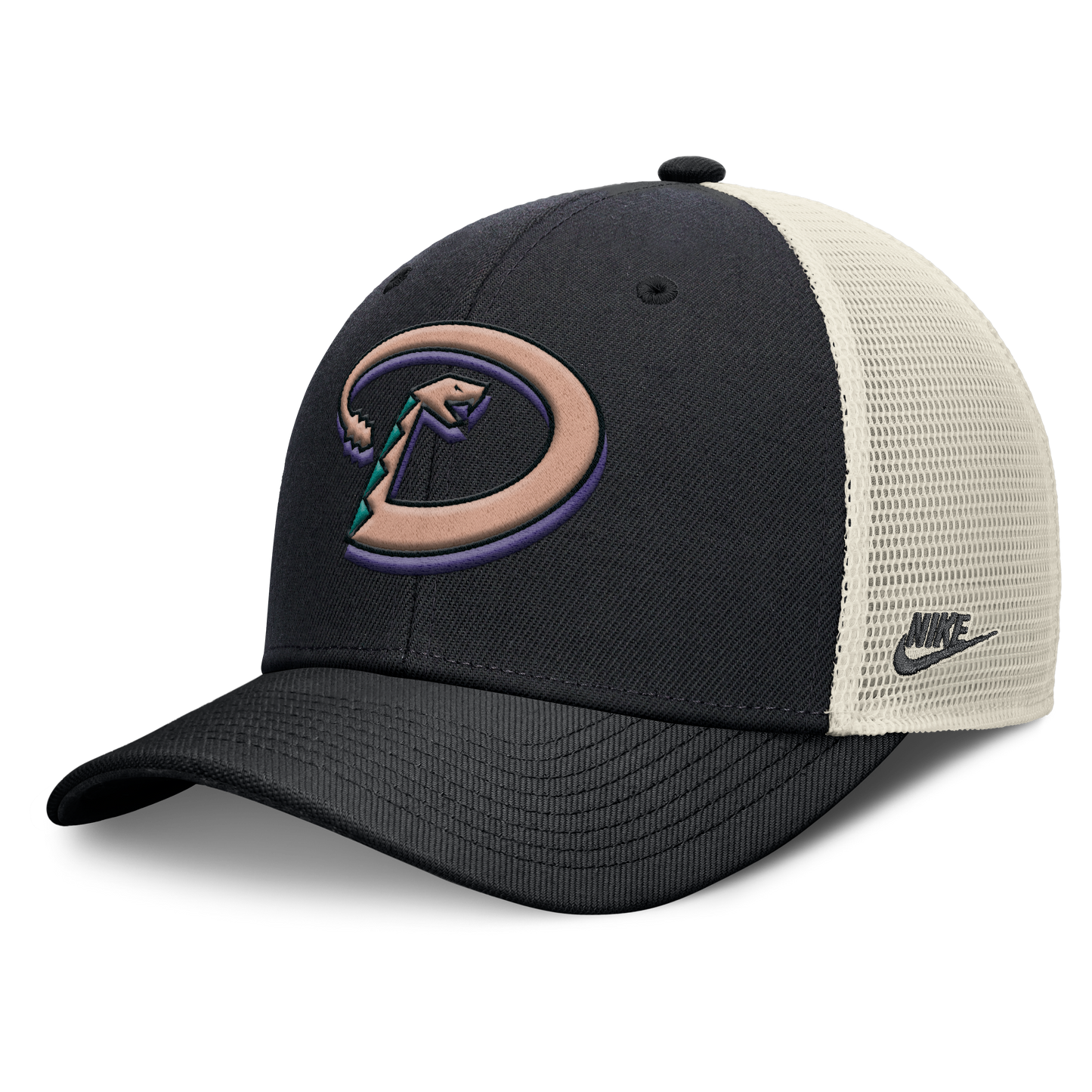 Arizona Diamondbacks Nike Rise Black Adjustable Snapback Trucker Hat Official Team Hat Sports Fan Cap