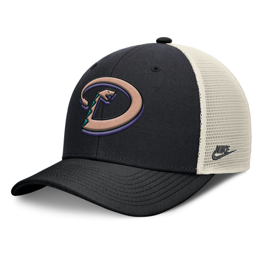 Arizona Diamondbacks Nike Rise Black Adjustable Snapback Trucker Hat Official Team Hat Sports Fan Cap