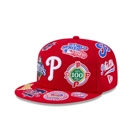 Philadelphia Phillies MLB All Over Patch 59FIFTY Fitted New Era Official Team Hat Sports Fan Cap