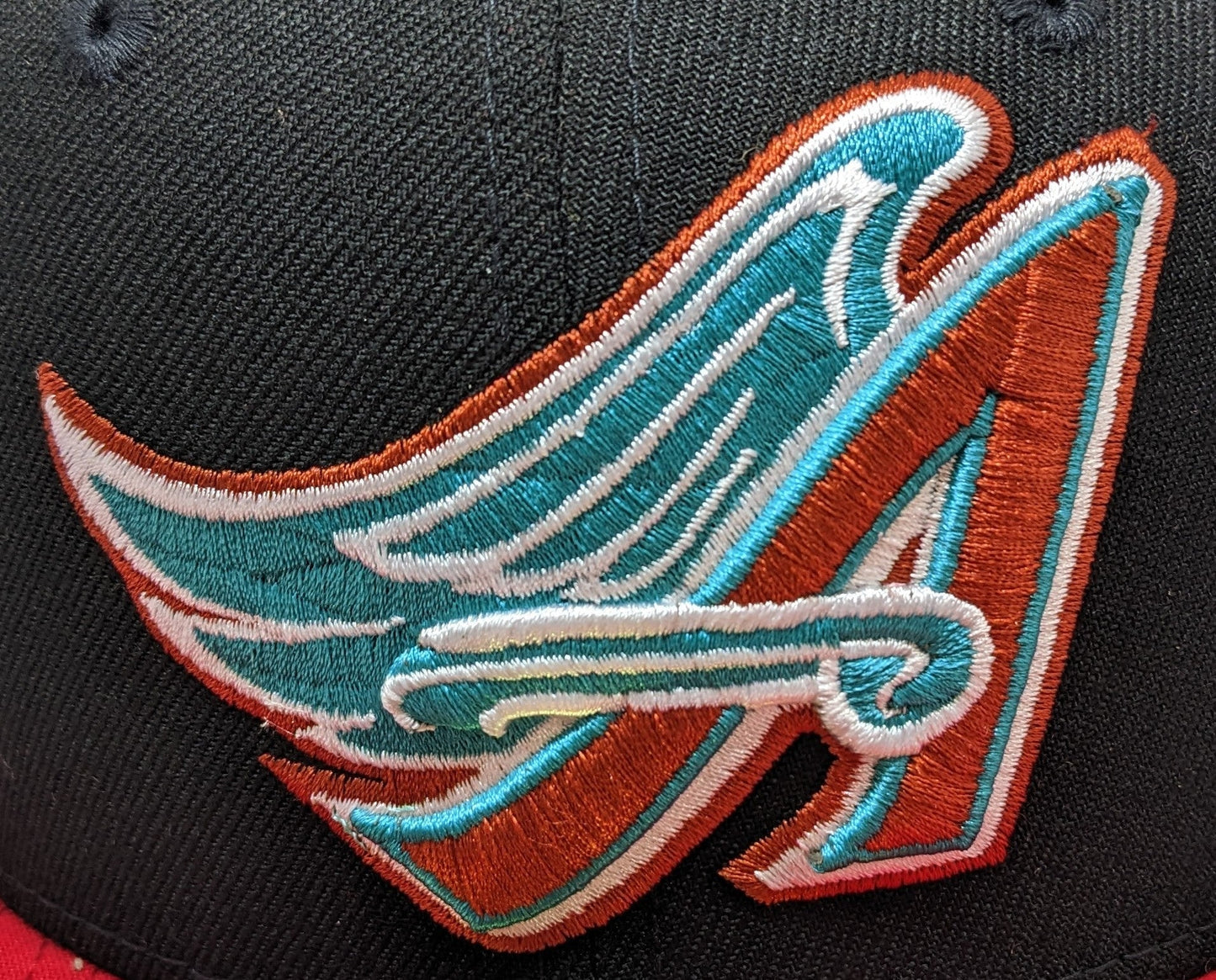 Anaheim Angels New Era 2 Tone Black/Red Guns N Roses Inspired Rock Pack 59FIFTY Fitted Hat Official Team Hat Sports Fan Cap