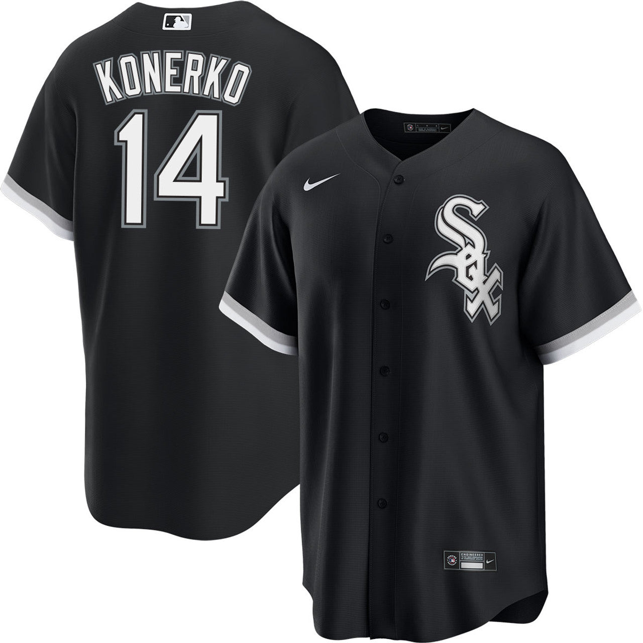 NIKE Men's Paul Konerko Chicago White Sox Black Alternate Premium Twill Replica Jersey Official Team Jersey Sports Fan Apparel