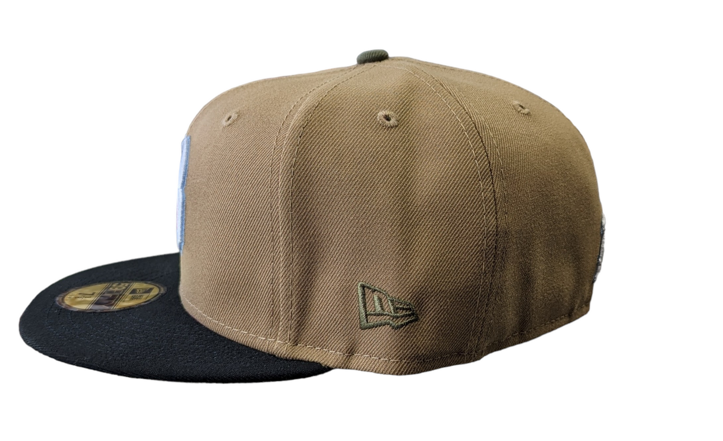 Birmingham Barons "Biff" New Era Southern League Khaki/Black/Olive 59FIFTY Fitted Hat Official Team Hat Sports Fan Cap