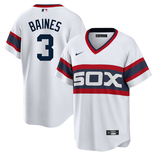 NIKE Men's Harold Baines Chicago White Sox Sunday 1983 Alternate White Premium Twill Replica Jersey Official Team Jersey Sports Fan Apparel