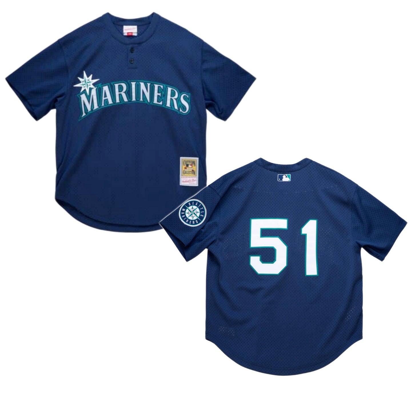 Men's Seattle Mariners Ichiro Suzuki 2002 Mitchell & Ness Navy Cooperstown Collection Mesh Batting Practice Jersey Official Team Jersey Sports Fan Apparel