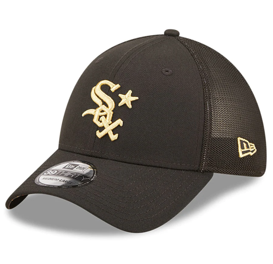 Chicago White Sox New Era 2022 All Star Game Black/ Gold 39THIRTY Flex Fit Hat Official Team Hat Sports Fan Cap