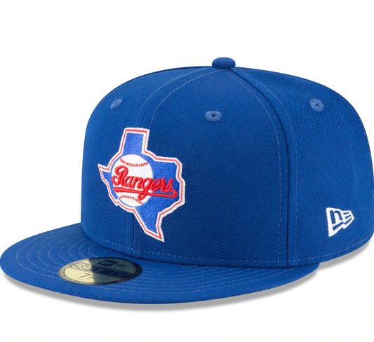 Men's Texas Rangers New Era Blue Cooperstown Collection Wool 59FIFTY Fitted Hat Official Team Hat Sports Fan Cap