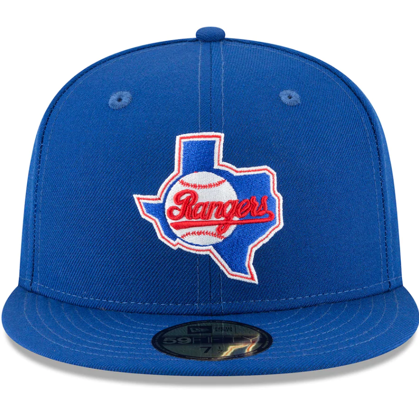 Men's Texas Rangers New Era Blue Cooperstown Collection Wool 59FIFTY Fitted Hat Official Team Hat Sports Fan Cap