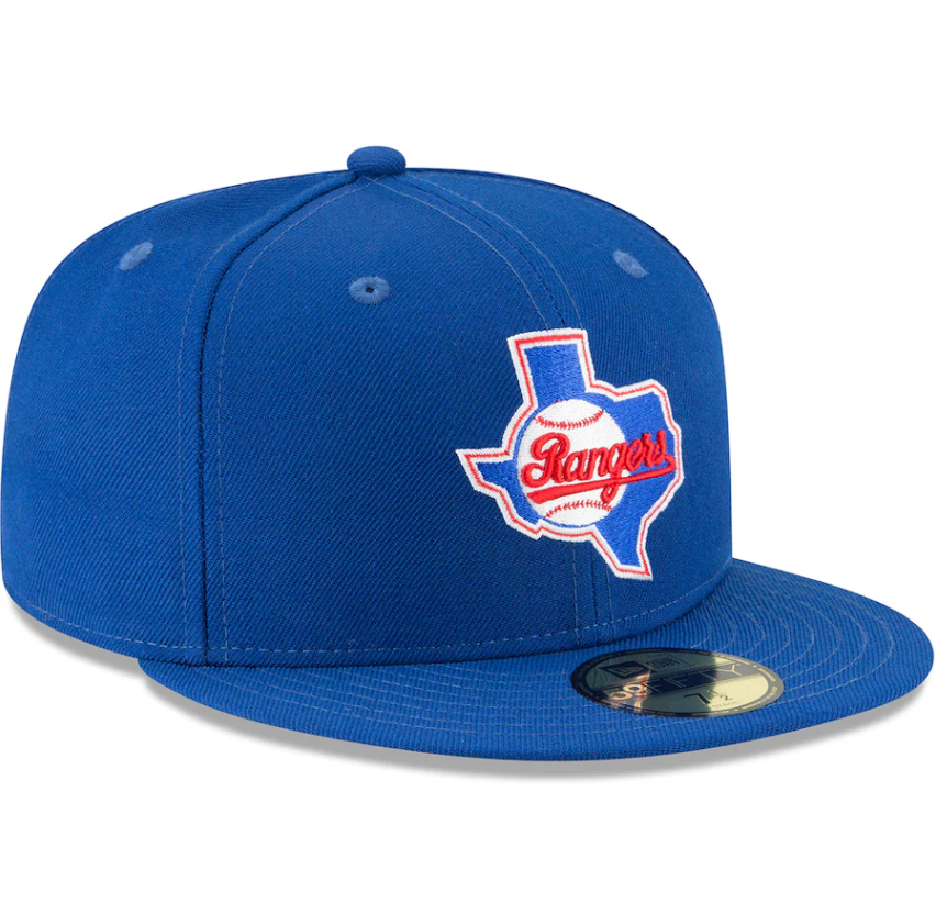 Men's Texas Rangers New Era Blue Cooperstown Collection Wool 59FIFTY Fitted Hat Official Team Hat Sports Fan Cap