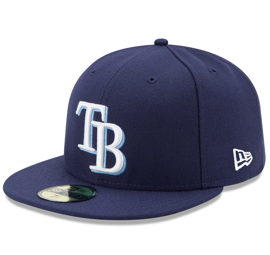 Men's Tampa Bay Rays New Era Navy Game Authentic Collection On-Field 59FIFTY Fitted Hat Official Team Hat Sports Fan Cap