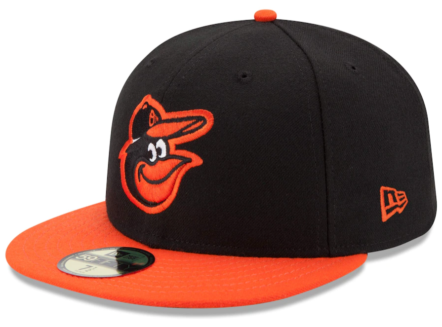 Men's Baltimore Orioles New Era Black/Orange Road Authentic Collection On-Field 59FIFTY Fitted Hat Official Team Hat Sports Fan Cap
