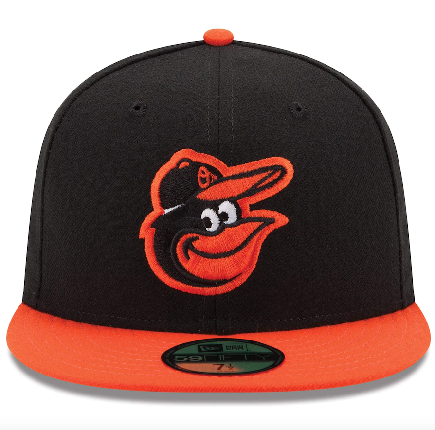 Men's Baltimore Orioles New Era Black/Orange Road Authentic Collection On-Field 59FIFTY Fitted Hat Official Team Hat Sports Fan Cap