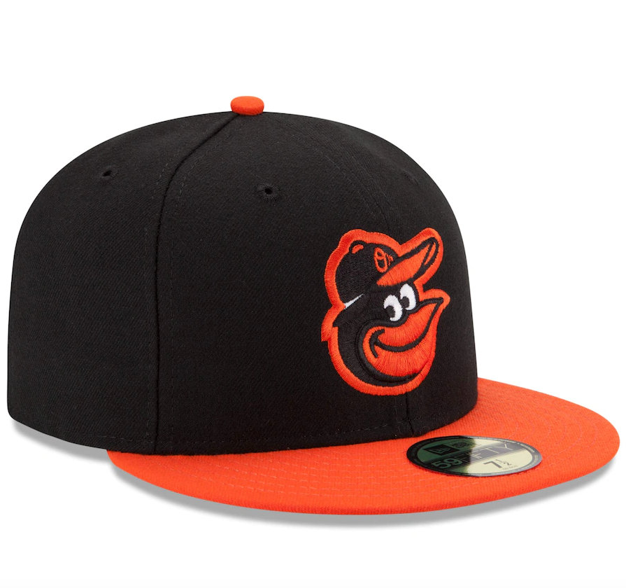 Men's Baltimore Orioles New Era Black/Orange Road Authentic Collection On-Field 59FIFTY Fitted Hat Official Team Hat Sports Fan Cap