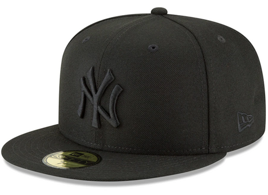 New York Yankees Tonal Black On Black 59Fifty Fitted Hat Official Team Hat Sports Fan Cap