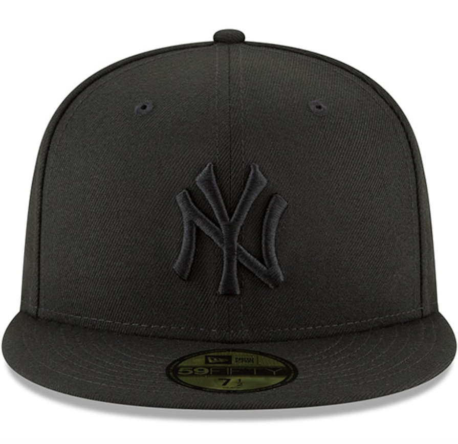 New York Yankees Tonal Black On Black 59Fifty Fitted Hat Official Team Hat Sports Fan Cap