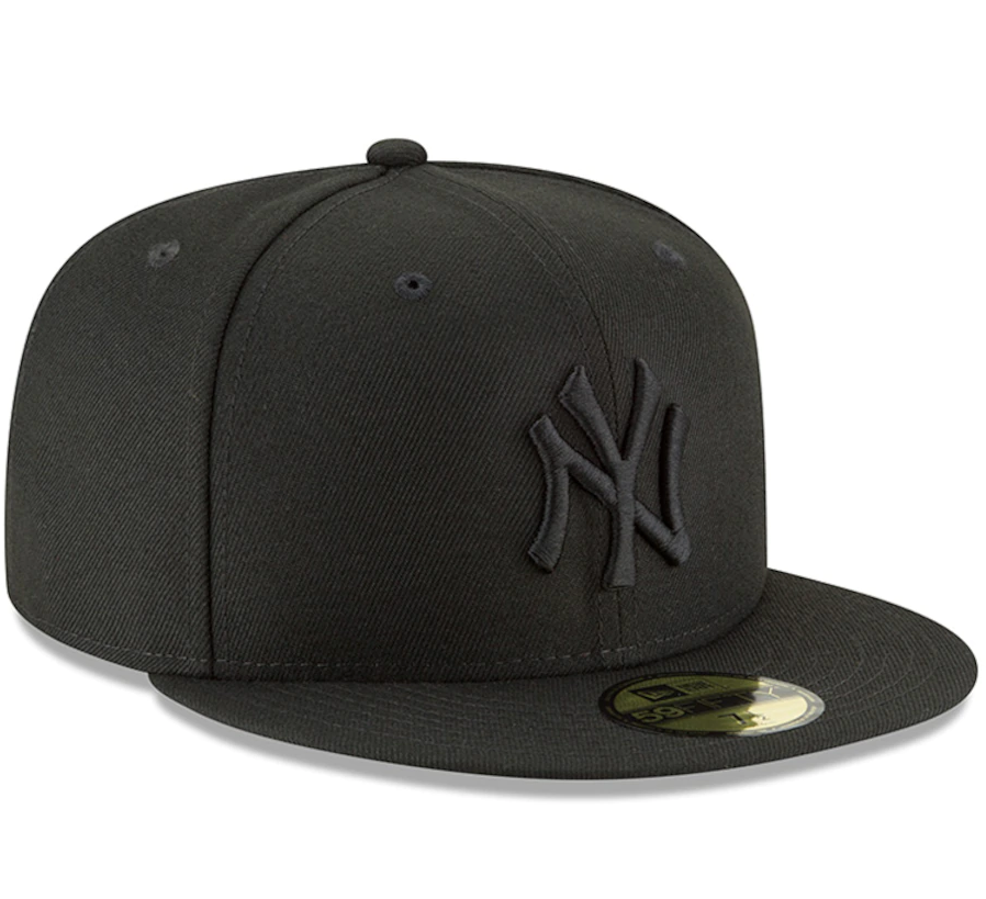 New York Yankees Tonal Black On Black 59Fifty Fitted Hat Official Team Hat Sports Fan Cap
