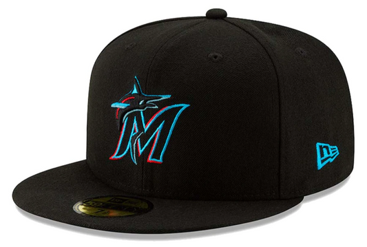 Men's Miami Marlins New Era Black Authentic Collection On-Field 59FIFTY Fitted Hat Official Team Hat Sports Fan Cap