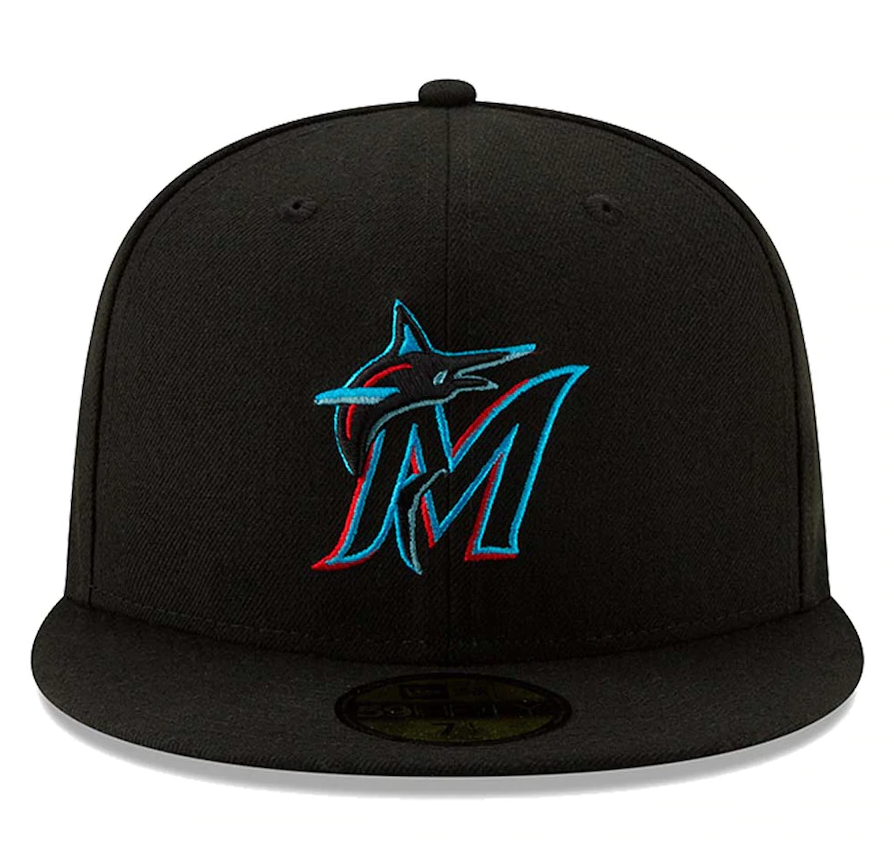 Men's Miami Marlins New Era Black Authentic Collection On-Field 59FIFTY Fitted Hat Official Team Hat Sports Fan Cap