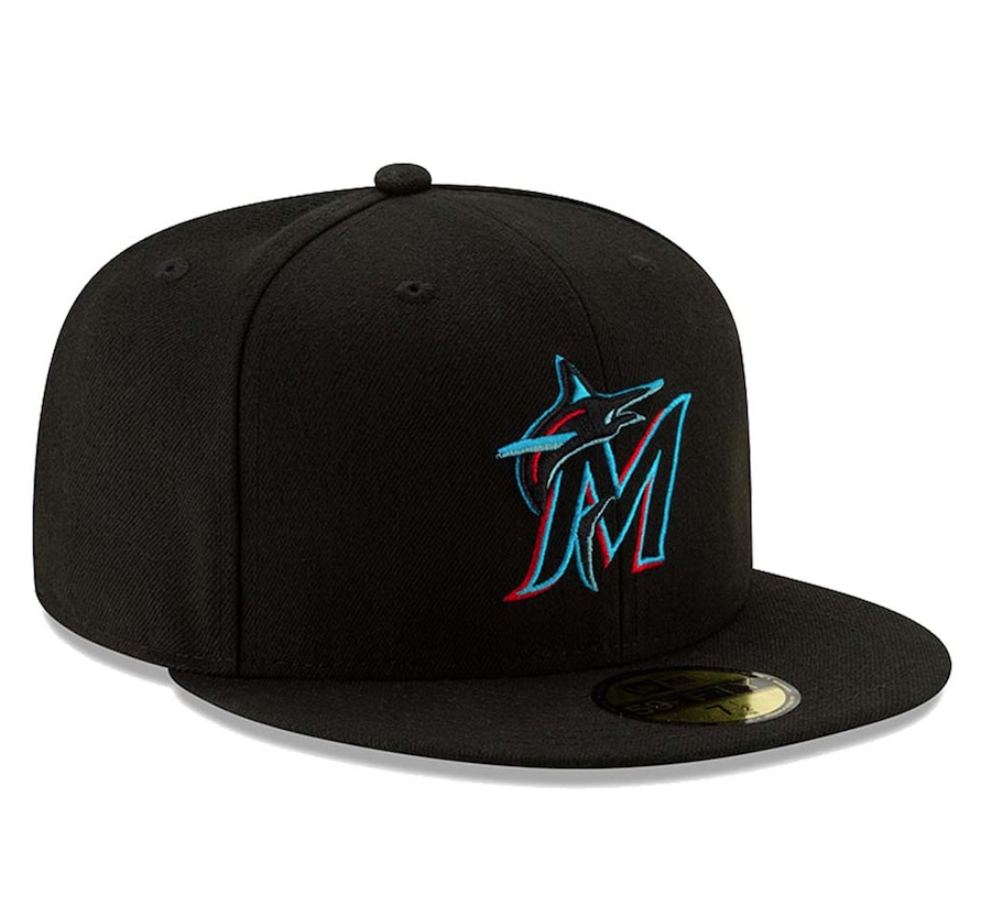 Men's Miami Marlins New Era Black Authentic Collection On-Field 59FIFTY Fitted Hat Official Team Hat Sports Fan Cap