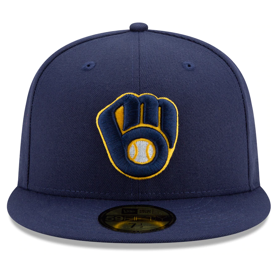 Men's Milwaukee Brewers New Era Navy Home Authentic Collection On-Field 59FIFTY Fitted Hat Official Team Hat Sports Fan Cap