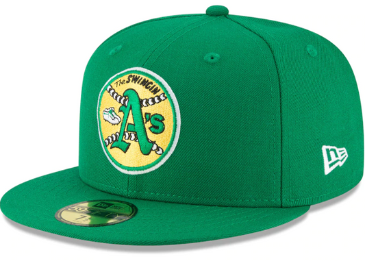 Men's Oakland Athletics New Era Green Cooperstown Collection Wool 59FIFTY Fitted Hat Official Team Hat Sports Fan Cap