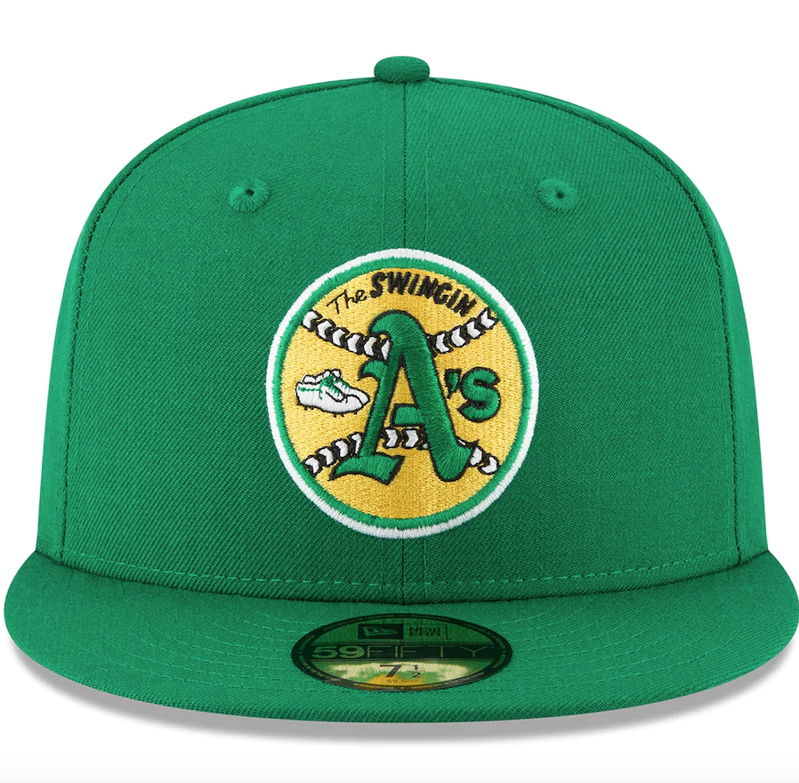 Men's Oakland Athletics New Era Green Cooperstown Collection Wool 59FIFTY Fitted Hat Official Team Hat Sports Fan Cap