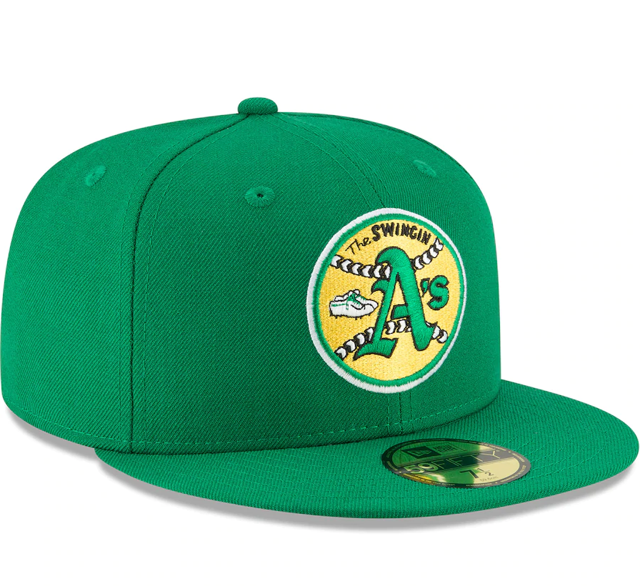Men's Oakland Athletics New Era Green Cooperstown Collection Wool 59FIFTY Fitted Hat Official Team Hat Sports Fan Cap