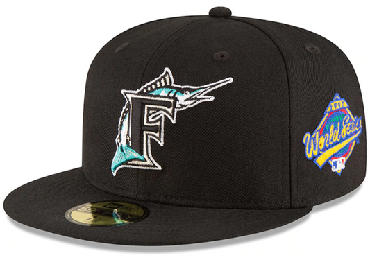 Men's Florida Marlins New Era Black 1997 World Series Wool 59FIFTY Fitted Hat Official Team Hat Sports Fan Cap