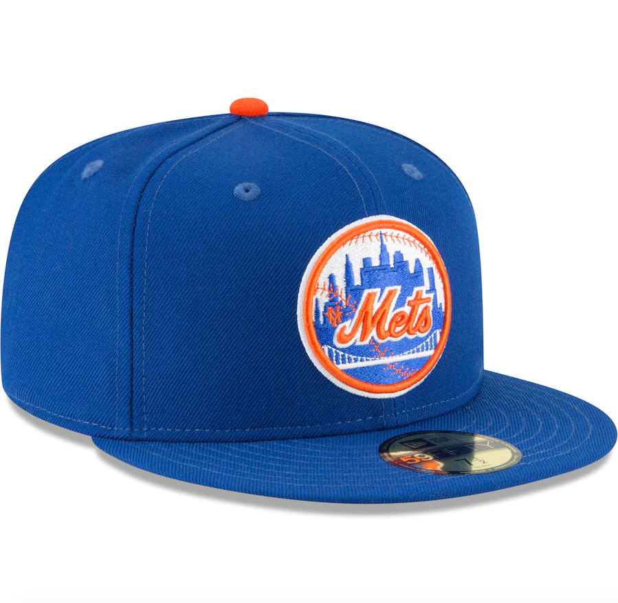 Men's New York Mets New Era Blue 1962 Cooperstown Collection Wool 59FIFTY Fitted Hat Official Team Hat Sports Fan Cap