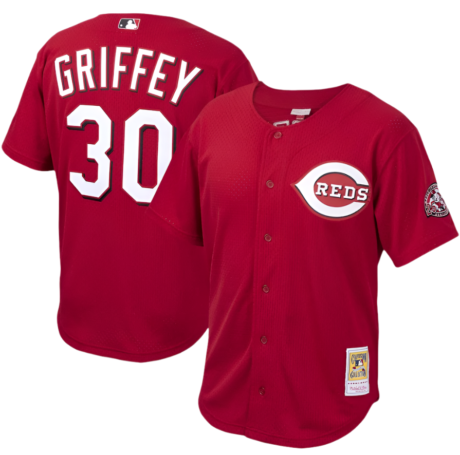 Men's Cincinnati Reds Ken Griffey Jr. Mitchell & Ness Red Cooperstown Collection Batting Practice Jersey Official Team Jersey Sports Fan Apparel