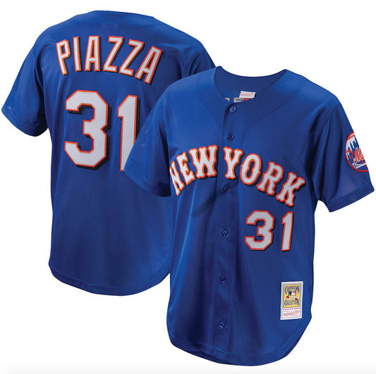 Men's Mitchell & Ness Mike Piazza New York Mets Royal Cooperstown Collection Batting Practice Jersey Official Team Jersey Sports Fan Apparel