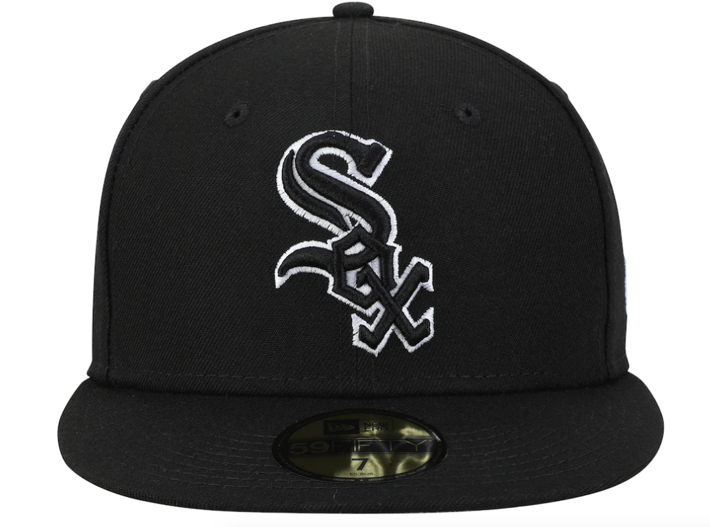 Men's New Era Chicago White Sox B-Dub 59Fifty Black Fitted Hat Official Team Hat Sports Fan Cap