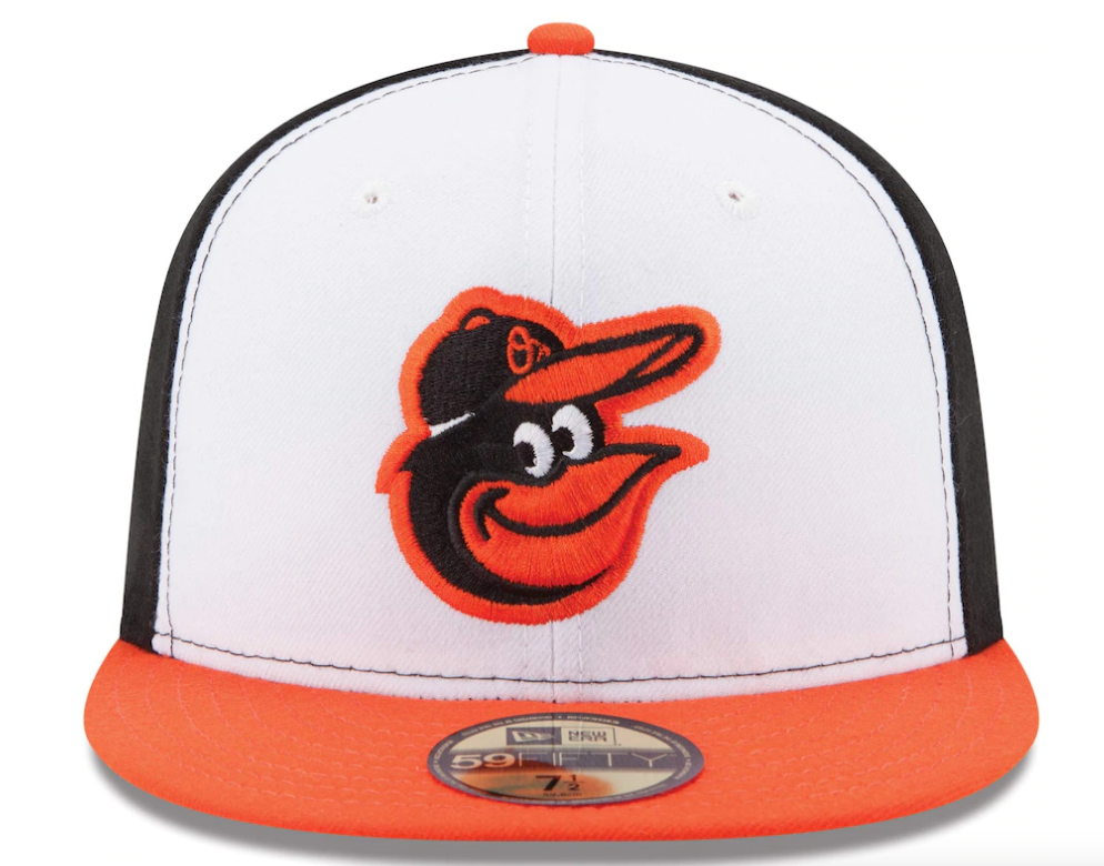 Men's Baltimore Orioles New Era White/Orange Home Authentic Collection On-Field 59FIFTY Fitted Hat Official Team Hat Sports Fan Cap