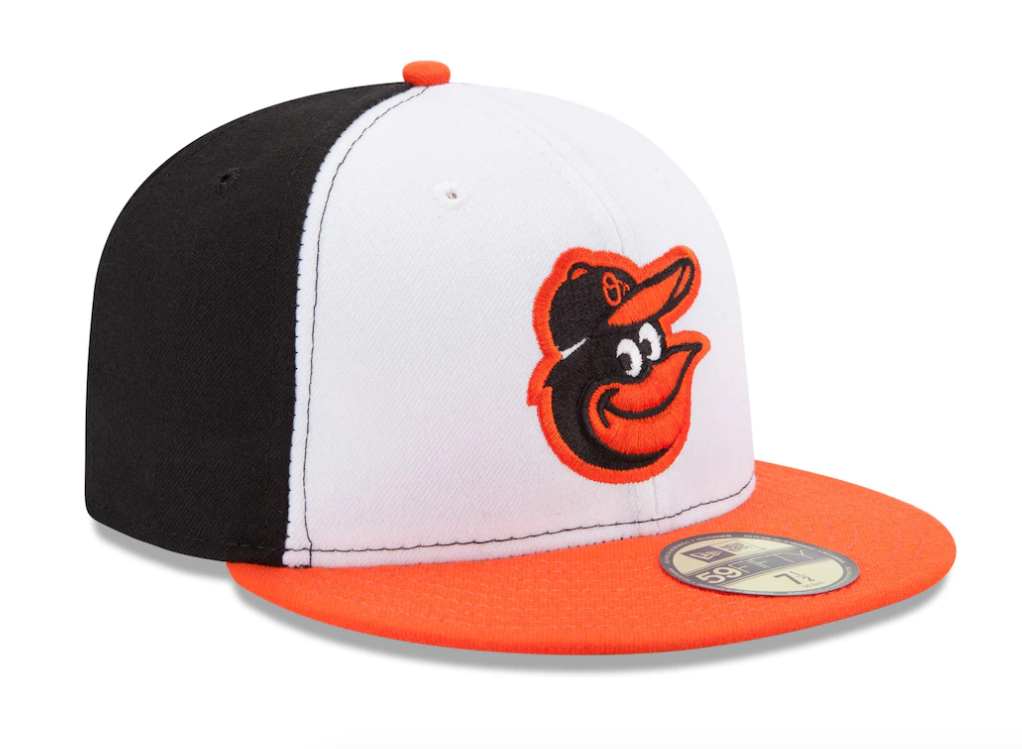 Men's Baltimore Orioles New Era White/Orange Home Authentic Collection On-Field 59FIFTY Fitted Hat Official Team Hat Sports Fan Cap