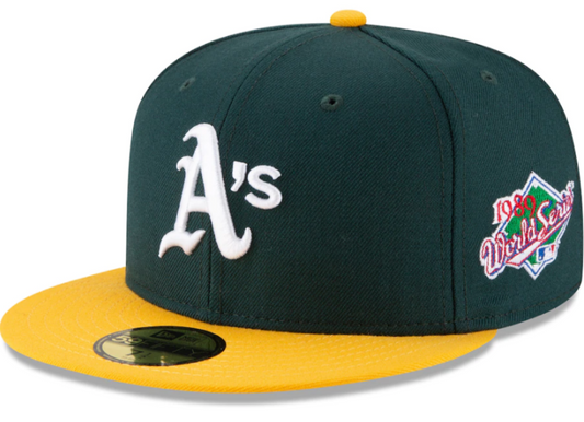 Oakland Athletics New Era 1989 World Series Wool 59FIFTY Fitted Hat - Green Official Team Hat Sports Fan Cap