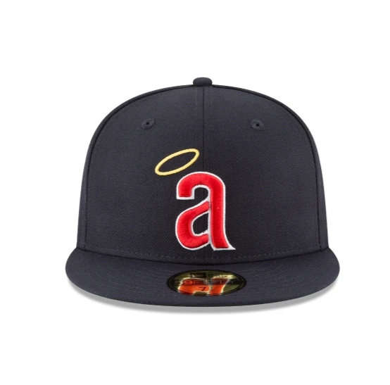 Men's California Angels New Era Navy 1971 Cooperstown Collection Wool 59FIFTY Fitted Hat Official Team Hat Sports Fan Cap