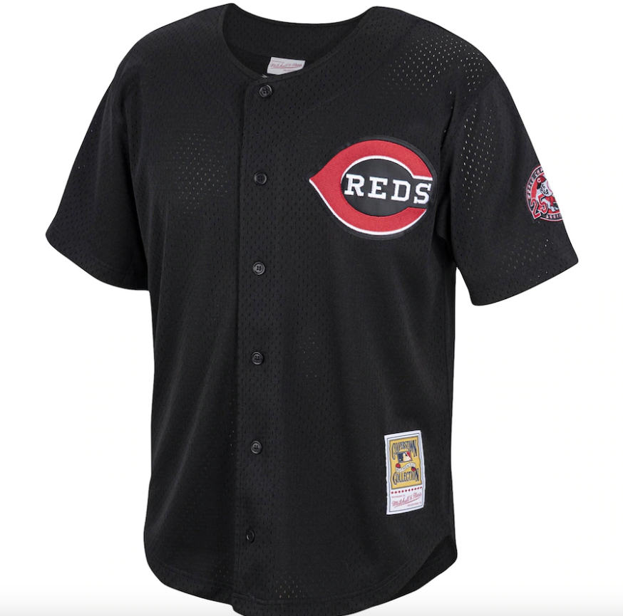Men's Cincinnati Reds Ken Griffey Jr. Mitchell & Ness Black Cooperstown Collection Batting Practice Jersey Official Team Jersey Sports Fan Apparel