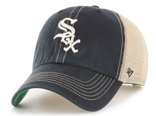 Men's Chicago White Sox Black Trawler Adjustable Hat By '47 Brand Official Team Hat Sports Fan Cap