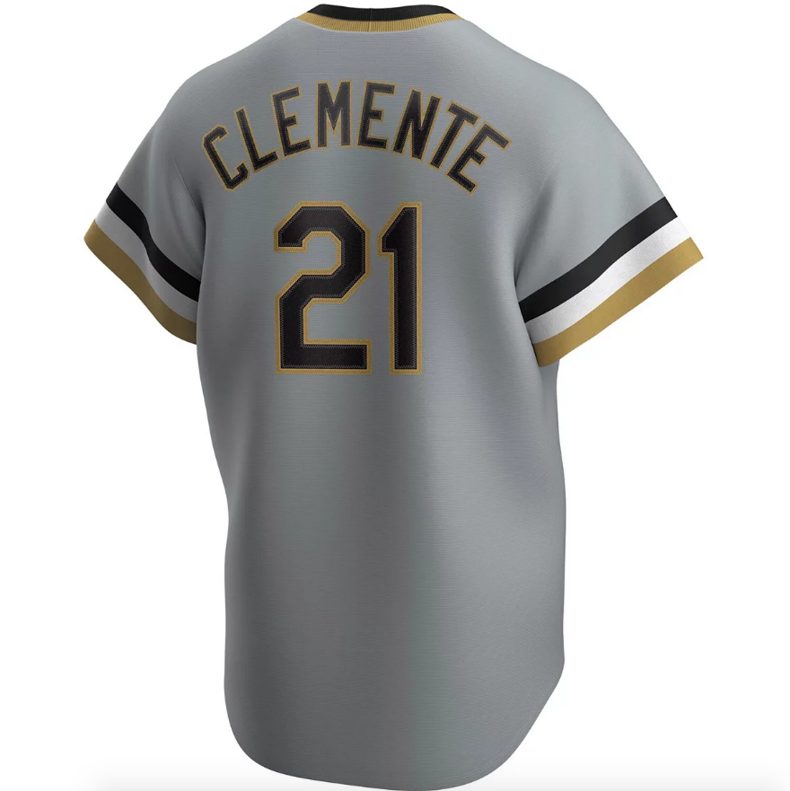 Men's Pittsburgh Pirates Roberto Clemente Nike Road Gray Replica Jersey Official Team Jersey Sports Fan Apparel
