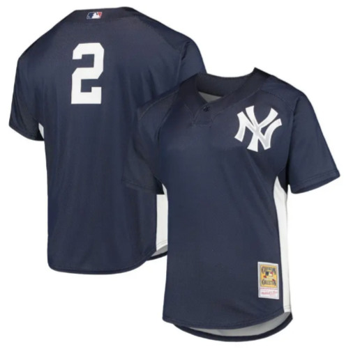 Men's Derek Jeter New York Yankees Mitchell & Ness Navy 2009 Authentic Batting Practice Jersey Official Team Jersey Sports Fan Apparel