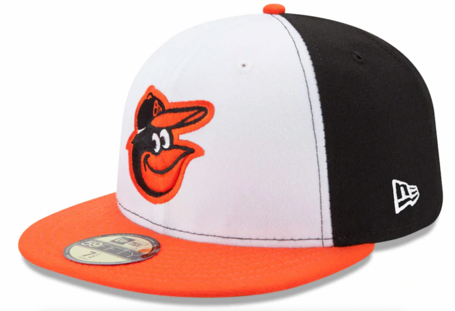 Men's Baltimore Orioles New Era White/Orange Home Authentic Collection On-Field 59FIFTY Fitted Hat Official Team Hat Sports Fan Cap