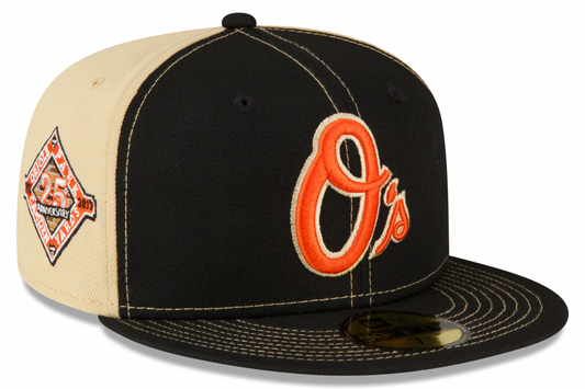 Men's Baltimore Orioles New Era Black/Vegas Gold 59FIFTY Fitted Hat Official Team Hat Sports Fan Cap